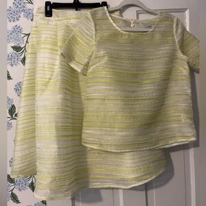 J.O.A. Striped Yellow and White Two-Piece Set